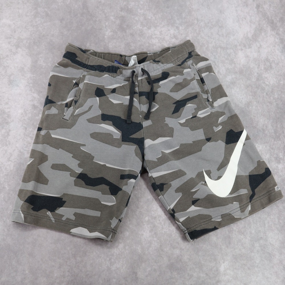 Nike Sweat Shorts Camo Big Swoosh Logo Drawstring Men's Size Small Athleisure